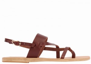 Ancient Greek Sandals Alethea Leather Women Back-Strap Sandals Coffee | EVR4785YY