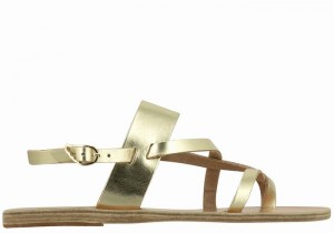 Ancient Greek Sandals Alethea Leather Women Back-Strap Sandals Gold White | UGS1513CF