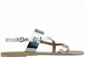 Ancient Greek Sandals Alethea Leather Women Back-Strap Sandals Silver | NFQ4589BQ