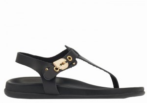 Ancient Greek Sandals Alki Flip Flop Women Back-Strap Sandals Black | RAC1294BL