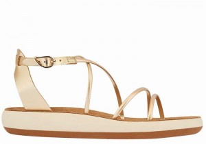 Ancient Greek Sandals Anastasia Comfort Women Ankle Strap Sandals Gold White | EZG2285YD