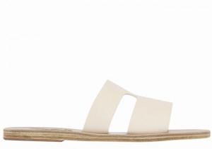 Ancient Greek Sandals Apteros Women Slide Sandals White | YOA5326WM