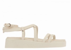 Ancient Greek Sandals Aristea Leather Women Platform Sandals White | JTN8278ZY