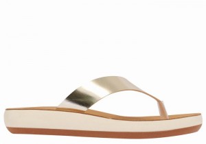 Ancient Greek Sandals Charys Comfort Women Flip Flops Gold White | DSD5246DL