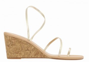 Ancient Greek Sandals Chora Mid Women Wedge Sandals Gold White | THX311AI