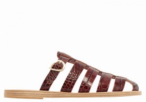 Ancient Greek Sandals Cosmia Women Fisherman Sandals Dark Red Black | RJY67FH