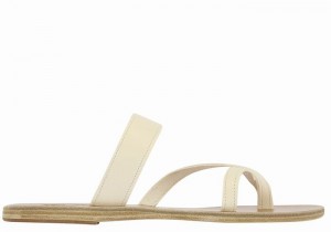 Ancient Greek Sandals Daphnae Leather Women Slide Sandals White | QTV7975HY