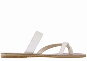 Ancient Greek Sandals Daphnae Leather Women Slide Sandals White | VMD6068PP