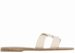 Ancient Greek Sandals Desmos Women Slide Sandals White | LHX1511JL