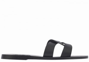 Ancient Greek Sandals Desmos Women Slide Sandals Black | PPM583NQ