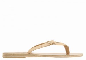 Ancient Greek Sandals Dihalo Leather Women Flip Flops Beige | UGK6975DP