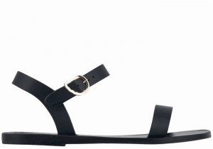 Ancient Greek Sandals Drama New Leather Women Casual Sandals Black | DFT2523HT