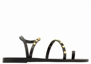 Ancient Greek Sandals Eleftheria Bee Women Toe-Post Sandals Black | OOQ6837MO