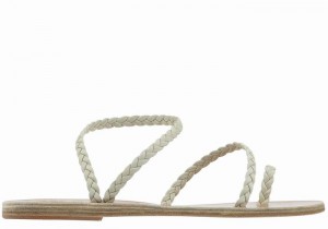 Ancient Greek Sandals Eleftheria Leather Women Braided Sandals White | GEE1281BB