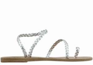 Ancient Greek Sandals Eleftheria Leather Women Braided Sandals Silver | YZW4184QB