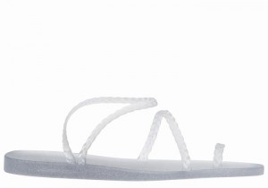 Ancient Greek Sandals Eleftheria Women Braided Sandals Grey Silver | REB7297RT