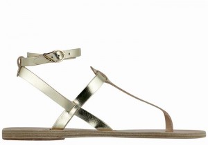 Ancient Greek Sandals Estia Leather Women Ankle Strap Sandals Gold White | RGF5695OV