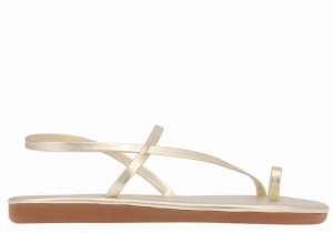 Ancient Greek Sandals Euterpe Women Toe-Post Sandals Gold White | VFQ5318HB