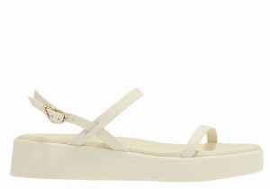 Ancient Greek Sandals Evriali Leather Women Platform Sandals White | GGI8313SA