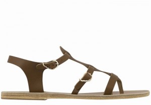 Ancient Greek Sandals Grace Kelly Leather Women Casual Sandals Dark Brown | OEQ2881SJ