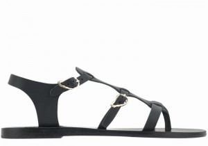 Ancient Greek Sandals Grace Kelly Leather Women Casual Sandals Black | XFP6176JI