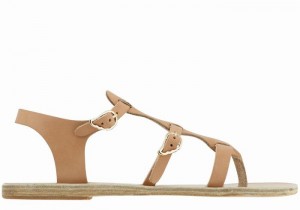 Ancient Greek Sandals Grace Kelly Leather Women Casual Sandals Beige | WDO1006JG