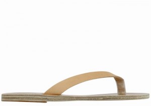 Ancient Greek Sandals Hera Leather Women Flip Flops Beige | BMO489PA