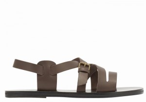 Ancient Greek Sandals Hercules Leather Men Casual Sandals Chocolate | WTQ144ZO