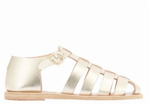 Ancient Greek Sandals Homeria Women Fisherman Sandals Gold White | OFJ46LQ