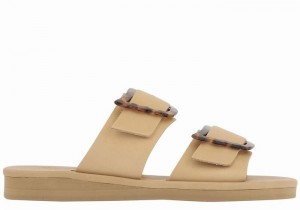 Ancient Greek Sandals Iaso Women Slide Sandals Beige | VCN2552DK