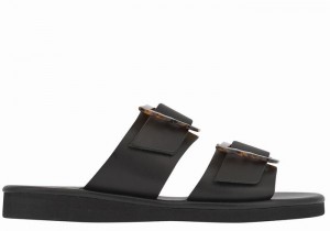 Ancient Greek Sandals Iaso Women Slide Sandals Black | VGF4610KV