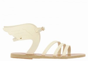 Ancient Greek Sandals Ikaria Leather Women Ankle Strap Sandals White | RFI1518LX