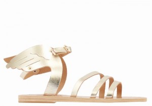 Ancient Greek Sandals Ikaria Leather Women Ankle Strap Sandals Gold White | HXG1529VT