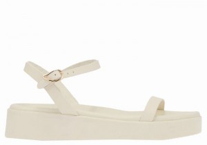 Ancient Greek Sandals Irida Leather Women Platform Sandals White | LJO3292XP