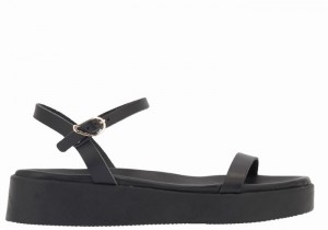 Ancient Greek Sandals Irida Leather Women Platform Sandals Black | RPL7559AZ