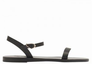 Ancient Greek Sandals Irida Leather Women Back-Strap Sandals Black | PZR4310NT