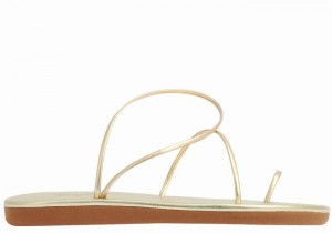 Ancient Greek Sandals Kansiz Women Toe-Post Sandals Gold White | VPE9832FY