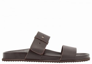 Ancient Greek Sandals Kimon Men Slide Sandals Chocolate | UHI5583TC