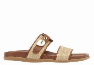 Ancient Greek Sandals Latria Women Slide Sandals Beige Brown | EIM2816ZQ