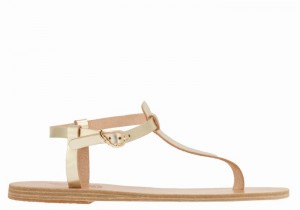 Ancient Greek Sandals Lito Flip Flop Leather Women Back-Strap Sandals Gold White | HEB7582SH