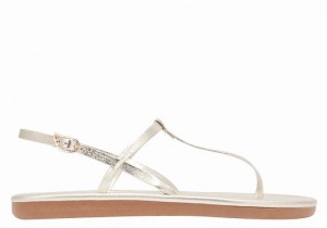 Ancient Greek Sandals Lito Flip Flop Women Back-Strap Sandals Gold White | HOV115US