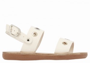 Ancient Greek Sandals Little Clio Eyelets Soft Kids' Casual Sandals White | GQX9312IB