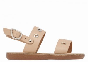 Ancient Greek Sandals Little Clio Eyelets Soft Kids' Casual Sandals Beige | QJQ2644RG