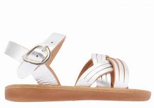 Ancient Greek Sandals Little Electra Soft Kids' Flat Sandals Silver | MJM2661FW