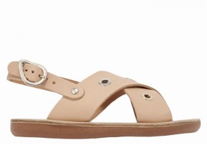 Ancient Greek Sandals Little Maria Eyelets Soft Kids' Casual Sandals Beige | QYV1332NY