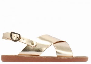 Ancient Greek Sandals Little Maria Soft Kids' Casual Sandals Gold White | IVR2028KG