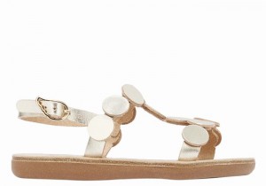 Ancient Greek Sandals Little Uranos Soft Kids' Flat Sandals Gold White | DBG9782FR