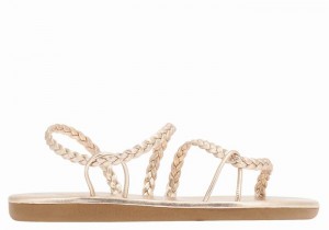 Ancient Greek Sandals Maya Women Braided Sandals Rose Gold | DTL2873CY