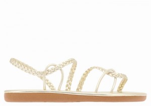 Ancient Greek Sandals Maya Women Braided Sandals Gold White | JQV449DF