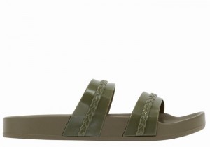 Ancient Greek Sandals Meli Women Slide Sandals Dark Green | NRE6246HR